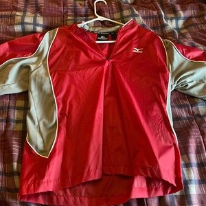 Mizuno Teamwear Red Pullover Zip Up Mens SMALL